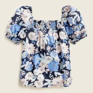 J.Crew Squareneck Puff-sleeve Top in Zinnia Floral
